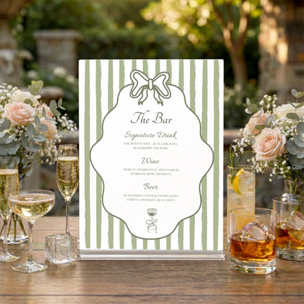 Custom Wedding Bar Menu