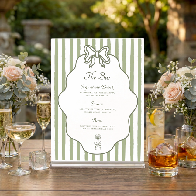 Custom Wedding Bar Menu